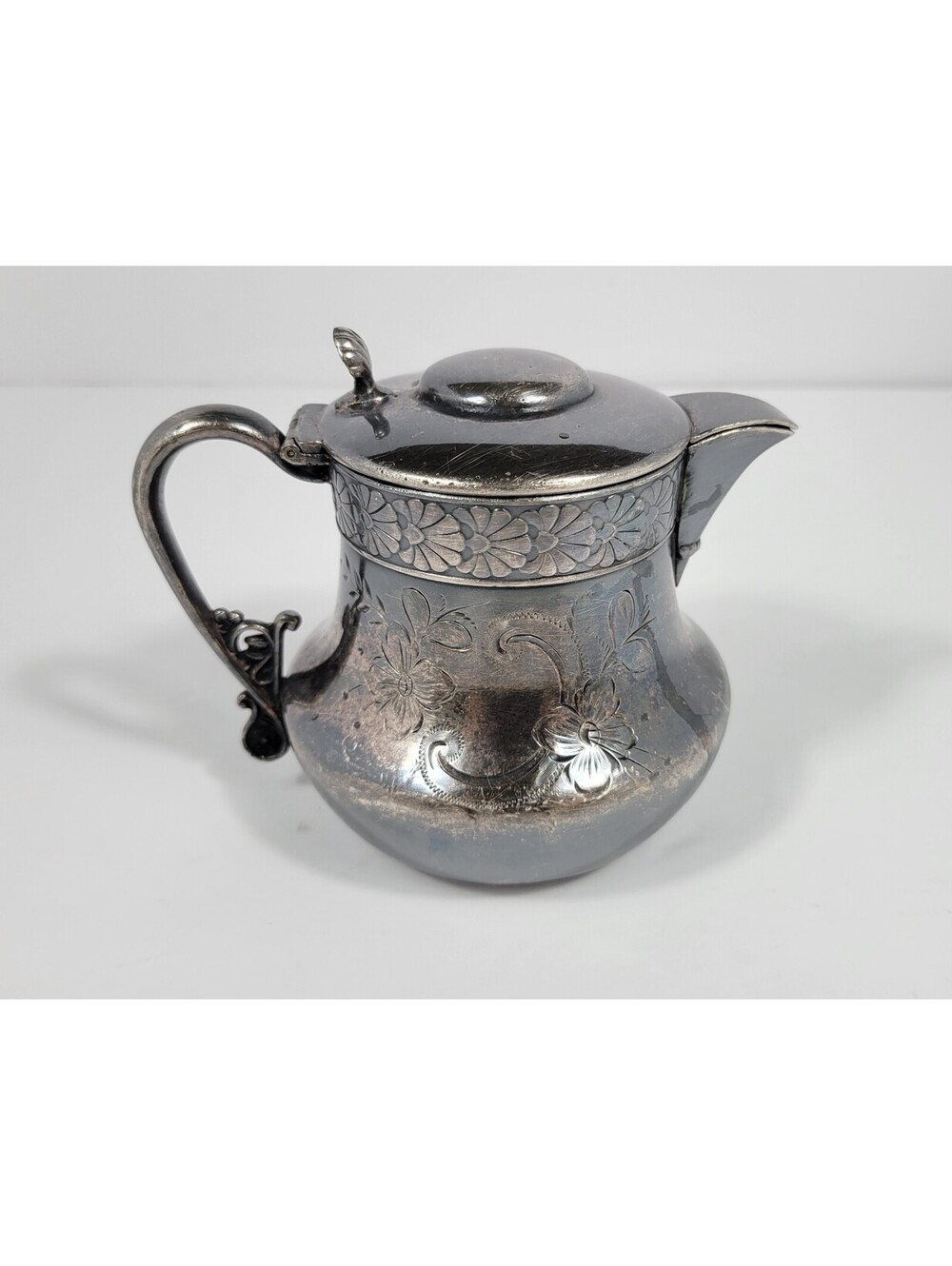 Antique Hartford Silver Co Quadruple Plate Creamer Pitcher Syrup Dispenser 2400